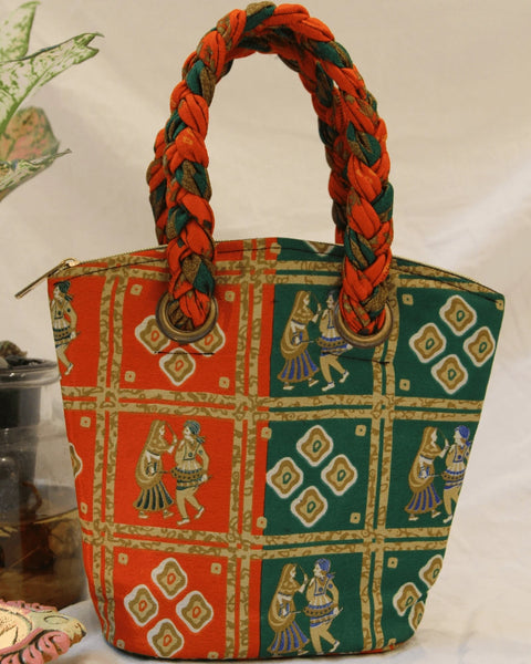 Orange Burst Braided Bag