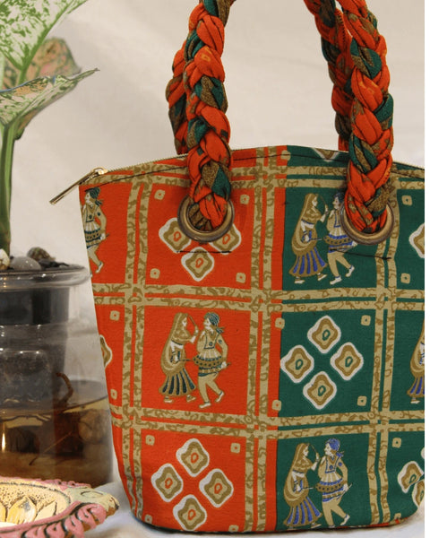 Orange Burst Braided Bag