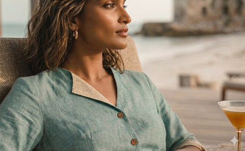 Turquoise Asymmetrical Split Collar Dress