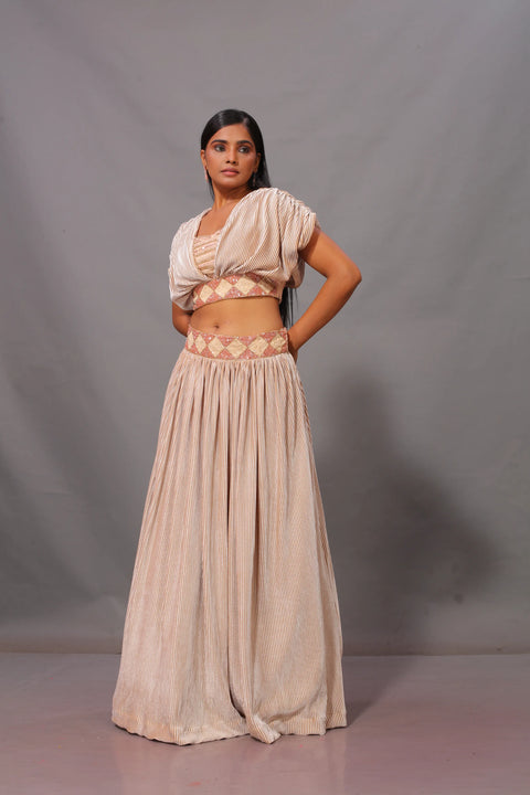 Velvet pleated lehenga