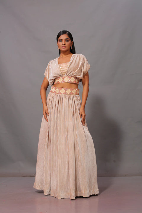 Velvet pleated lehenga